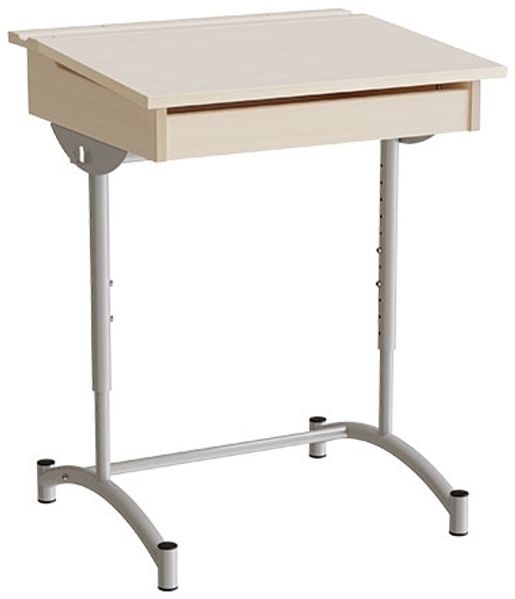 Schülertisch höhenverstellbar 128 schalldämpfende Birkenfurnier-/Laminatplatte Alu-Grau Gestell