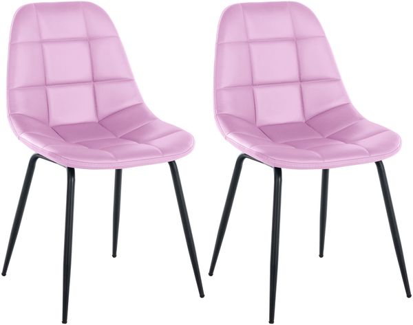CLP 2er Set Stuhl Tom Kunstleder oder Stoff mit Metallgestell,pink Kunstleder
