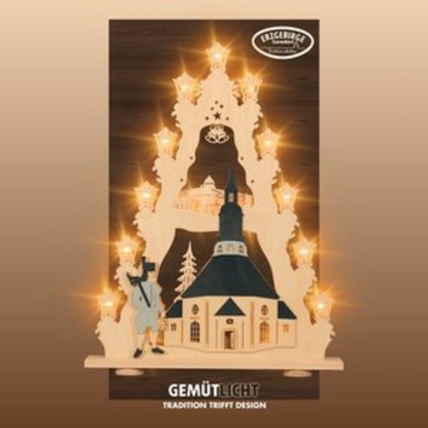 Weigla Lichterbogen Seiffener Kirche, große Lichterspitze aus Holz, Made in Germany (1-tlg), Erzgebirge garantiert, Weihnachtsdeko Innen, Weihnachtsbeleuchtung Bild 6