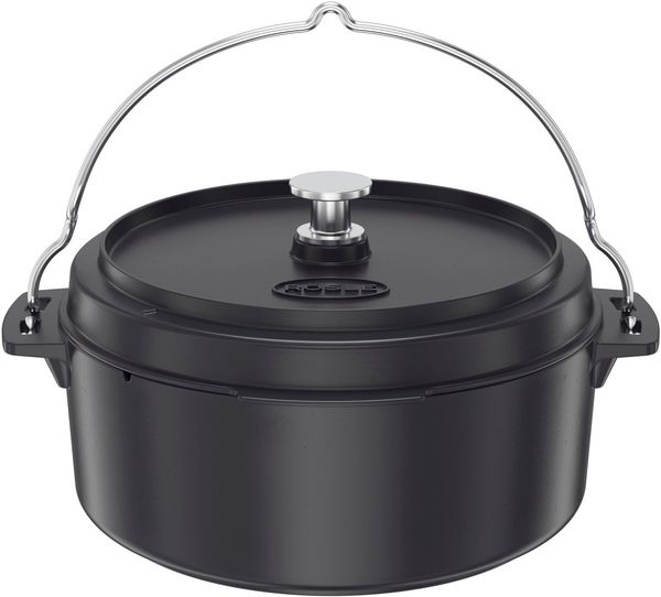 RÖSLE Grilltopf Dutch-Oven Vario, Edelstahl 18/10, Gusseisen, Ø 35 cm, 8,5 l