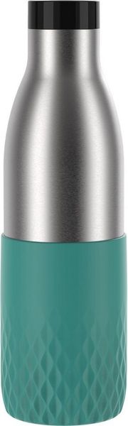 Emsa 'Bludrop Color Drinking' Trinkflasche mit Quick-Press Verschluss, Edelstahl Petrol, 0,7l