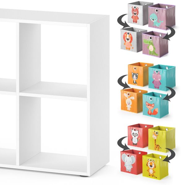 Kinderregal Weiß 72 x 107.8 cm mit 6 Faltboxen Vicco Bild 6