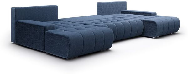 Wohnlandschaft Sofa mit Schlaffunktion VOGAR Stoff Poso Blau Bild 2