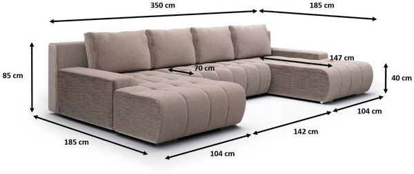 Wohnlandschaft Sofa mit Schlaffunktion VOGAR Stoff Poso Blau Bild 4