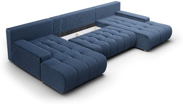 Wohnlandschaft Sofa mit Schlaffunktion VOGAR Stoff Poso Blau Bild 3