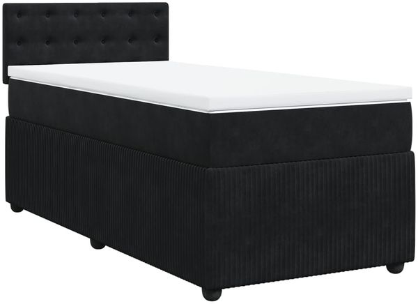 vidaXL Boxspringbett mit Matratze Schwarz 100x200 cm Samt 3289976 Bild 3