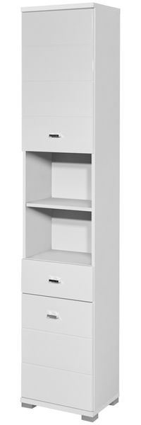 Bad Hochschrank Kommode Seitenschrank ca. 38 x 190 x 30 cm POOL Weiß Hochglanz