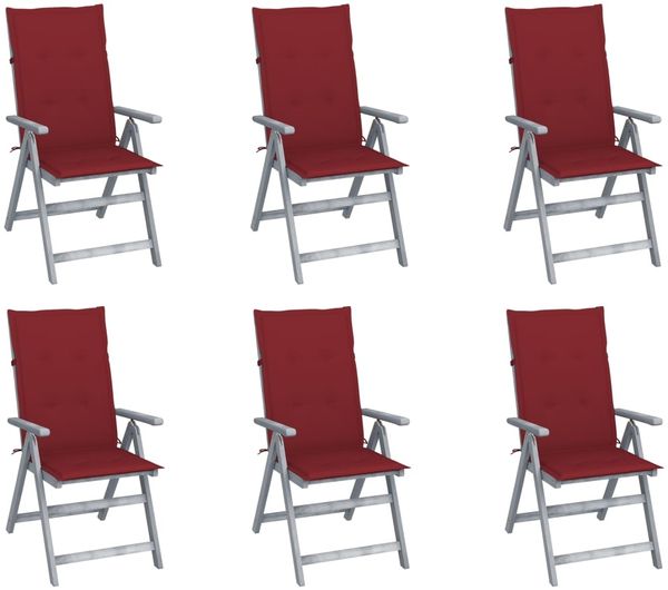 vidaXL Hochlehner Verstellbar 6 Stk. mit Auflagen Massivholz Akazie 3065326