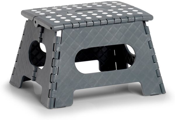 ZELLER Klapphocker 13031 aus Kunststoff, anthrazit / Tritt / Klappstiege