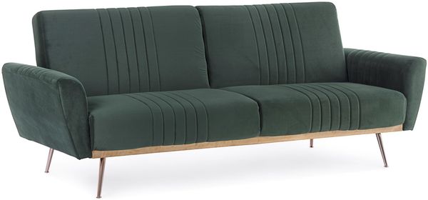 Schlafsofa Yohnaja in Samt-Optik, modernes Design, grün, bequeme Polsterung, für 2-3 Personen