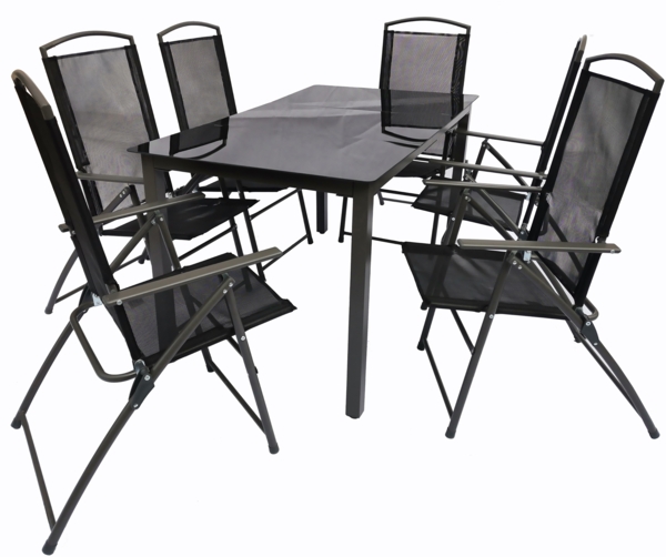 VCM Gartenmöbel-Set 140S 918156 Schwarz H. 105 x B. 140 x T. 80 cm