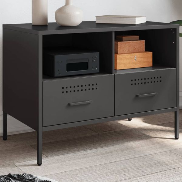 vidaXL TV-Schrank Schwarz 68x39x50,5 cm Stahl 843042