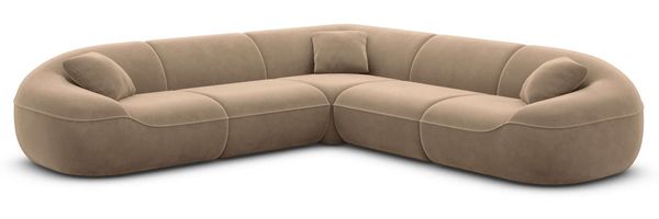 Samtstoff Ecksofa Solmare L Form - Samtstoff - braun