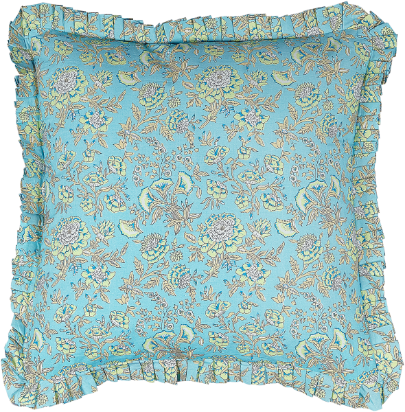 Kissen 2er Set Blumenmuster AMOENA Baumwolle 45 x 45 cm Blau