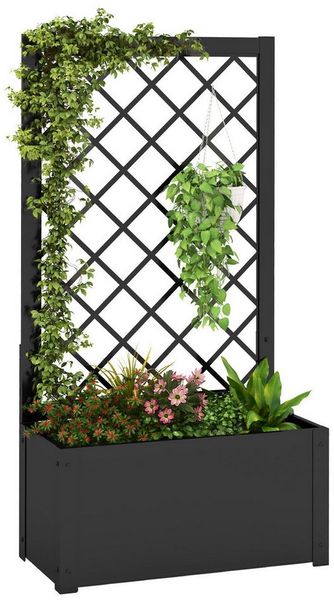 COSTWAY Blumenkasten (1 St), Hochbeet, mit Rankgitter, für Kletterpflanzen, 63 x 31 x 112 cm