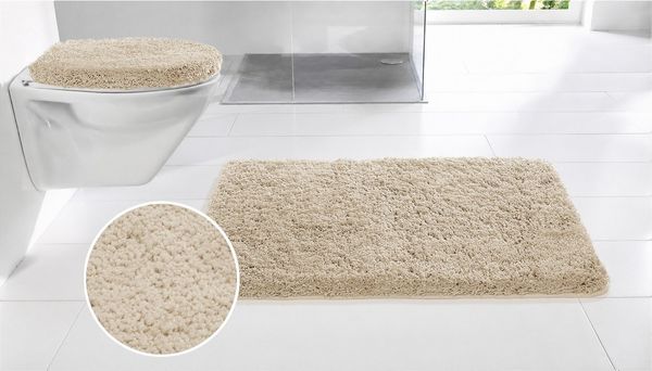 OTTO home Badematte Sanremo, Badvorleger, Badezimmer Teppich, sehr weich, Höhe 30 mm, rutschhemmend beschichtet, schnell trocknend, fußbodenheizungsgeeignet, Polyester, rechteckig, Badteppich, unifarben, rechteckig, rund & als 3-tlg. Set erhältlich