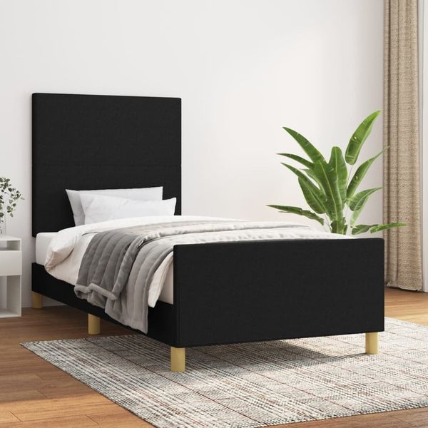 vidaXL Polsterbett mit hohem Kopfteil Stoff Schwarz 80x200 cm