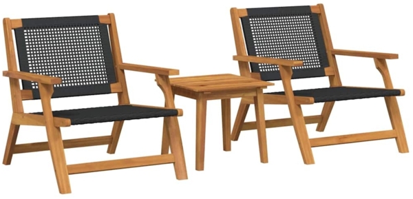 vidaXL Gartenstühle mit Tisch 3 pcs Schwarz Massivholz Akazie 3214433