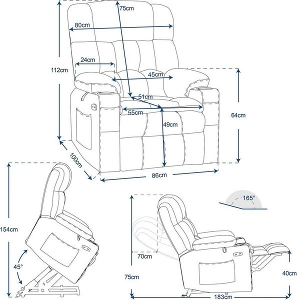 MCombo Relaxsessel M MCombo Elektrische Aufstehhilfe 3 Motor Relaxsessel 7546, mit 3 Motoren