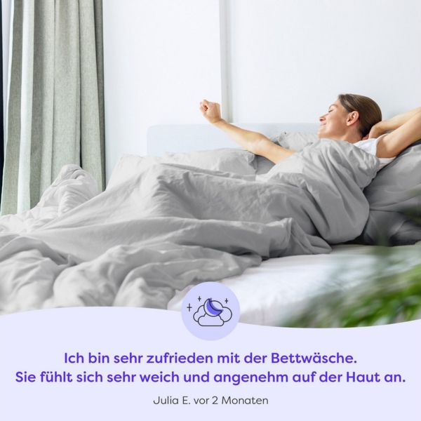 Wolkenfeld Bettwäsche Mako-Satin Baumwollsatin Sommerbettwäsche, 100% Baumwolle, 3 teilig, 135x200 cm, 155x220, 200x200 & Übergrößen I inkl. Kissenbezüge 80x80 Bild 3