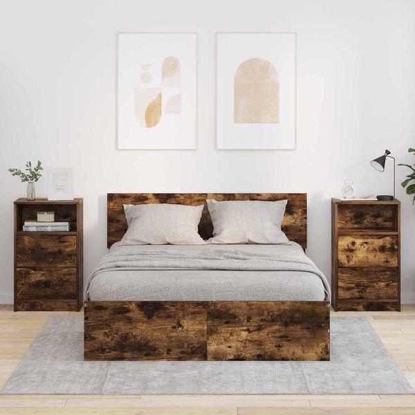 vidaXL Nachttische 2 pcs Geräucherte Eiche 40 x 30 x 467 cm 888918