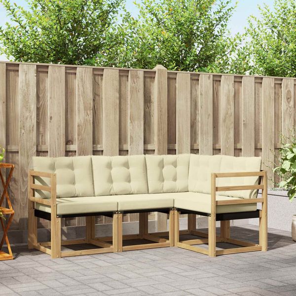 vidaXL Outdoor-Sofagarnitur mit Kissen 4 pcs Weiß und Creme 3389416