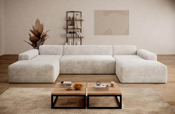 PROMETO Möbel Ecksofa Empire Ecksofa U-Form, Sofa U-Form Beige und Grau