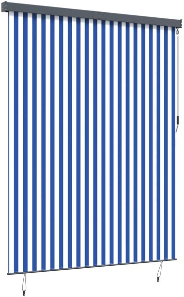 vidaXL Rollo Gestreift Blau und Weiß 200 x 250 cm Stoff und Aluminium 362093