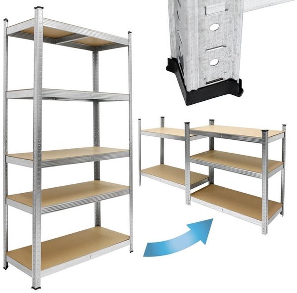 ECD Germany Schwerlastregal Keller Regal Steckregal Lagerregal für Werkstatt & Garage Lastenregal, 3-tlg, Regalsystem bis 750kg Werkstattregal Metall / MDF Blau