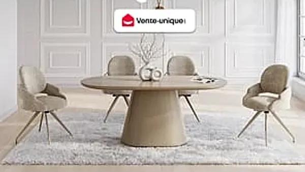 Vente-unique - VALIANA Stuhl Stoff Beige - B 59,5 cm x H 92 cm x L 57 cm