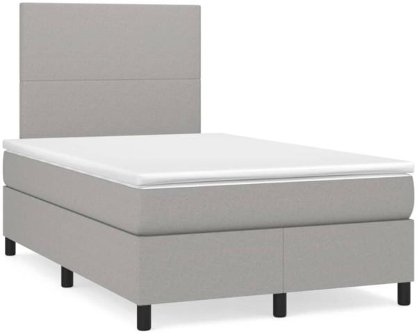 vidaXL Boxspringbett mit Matratze & LED Hellgrau 120x190 cm Stoff 3270183