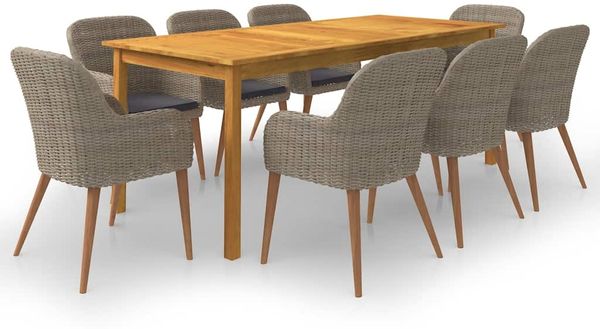 vidaXL 9-tlg. Garten-Essgruppe Braun 3067921