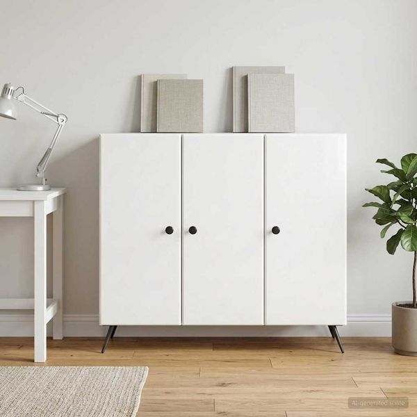 vidaXL Sideboard Hochglanz Weiß 89 x 34,5 x 80 cm Holzwerkstoff 895569