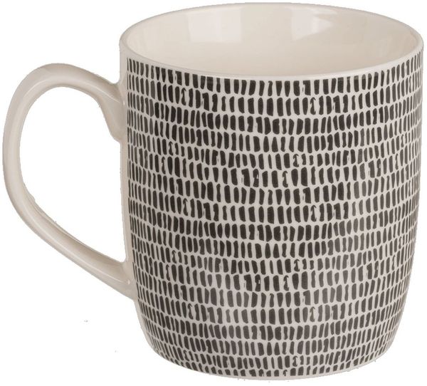 Tasse ca. 8,6 x 9,2 cm in Schwarz/Weiß mit Herz- oder Strichmotiv Kaffeetasse Striche