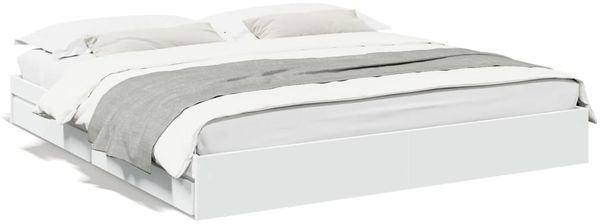 Doppelbett, Bettgestell Modernen mit Schubladen Weiß 200x200 cm Holzwerkstoff d1677e
