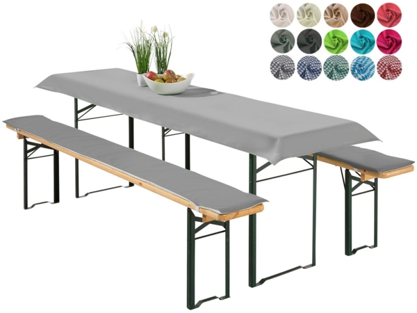 heimtexland Hussen-Set Bierzeltgarnitur Polster Deko Auflagen Set 3-tlg, 2 Bierbankauflagen mit Gummizug und 1 Tischdecke, Tischdeko Garten Bild 5