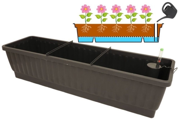 Heimwerkercenter Balkonkasten XXL Balkonkasten Venezia mit Bewässerung 60x22,5cm Anthrazit, Kunstoff Bild 5