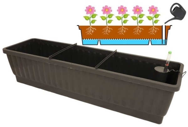 Heimwerkercenter Balkonkasten XXL Balkonkasten Venezia mit Bewässerung 60x22,5cm Anthrazit, Kunstoff Bild 4