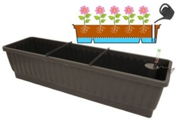 Heimwerkercenter Balkonkasten XXL Balkonkasten Venezia mit Bewässerung 60x22,5cm Anthrazit, Kunstoff Bild 6