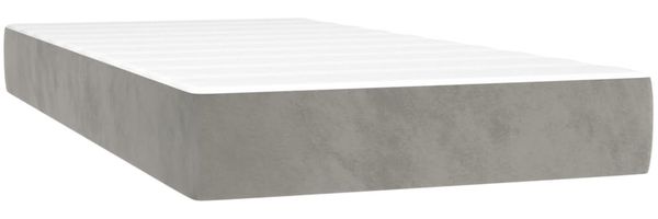 vidaXL Boxspringbett mit Matratze & LED Hellgrau 100x200 cm Samt 3134387 Bild 6