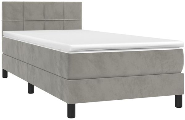 vidaXL Boxspringbett mit Matratze & LED Hellgrau 100x200 cm Samt 3134387 Bild 4