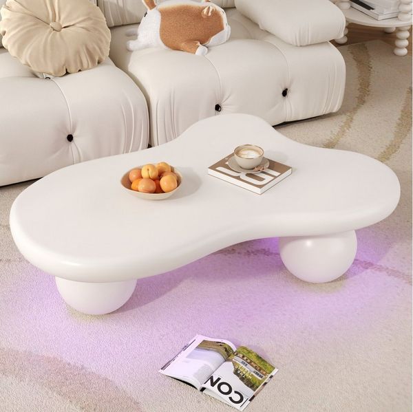 Merax Couchtisch in Wolkenform Sofatisch mit LED inkl. 16 Farben (1-St), Wohnzimmertisch Beistelltisch mit Abgerundete Ecken, 95x62,5x32cm