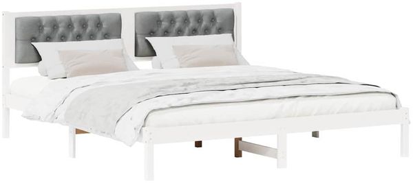 vidaXL Bettrahmen Hellgrau 160 x 200 cm Massives Kiefernholz 878178 Bild 3
