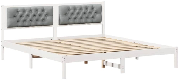 vidaXL Bettrahmen Hellgrau 160 x 200 cm Massives Kiefernholz 878178