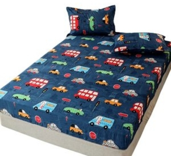 FELIXLEO Spannbettlaken Spannbettlaken 90x200x27 cm Kinder Matratzenschoner Blaues Auto Bild 6