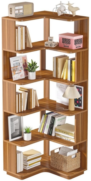 Tribesigns Bücherregal Standregal 6 Etagen, 165cm hohes Eckregal mit Anti-Drop-Panel