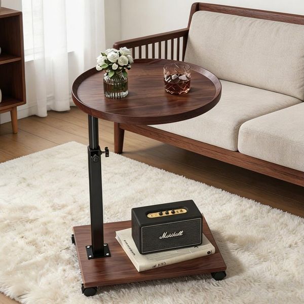 TUWENA Beistelltisch Beistelltisch C-Form Höhenverstellbar mit Rollen, Couchtisch 45-80 cm, Mobiler Beistelltisch für Sofa Bett, Schlafzimmer Wohnzimmer Balkon