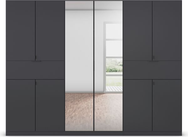 rauch Kleiderschrank, Drehtürenschrank TICAO, 10-türig, 2 Spiegeltüren, 2 Schubkästen, inkl. Türdämpferset, Grau metallic, 271 x 210 x 54 cm Bild 2