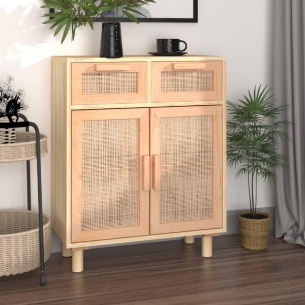 vidaXL Sideboard Braun 60x30x75 cm Massivholz Kiefer und Natur-Rattan 345638