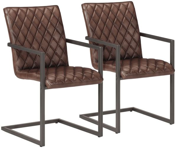 vidaXL Freischwinger 2 Stk. Dunkelbraun Echtleder [321845]